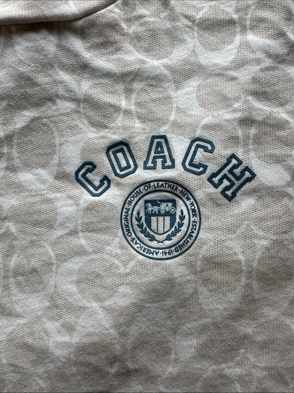 Coach Beige Logo Crewneck T-Shirt